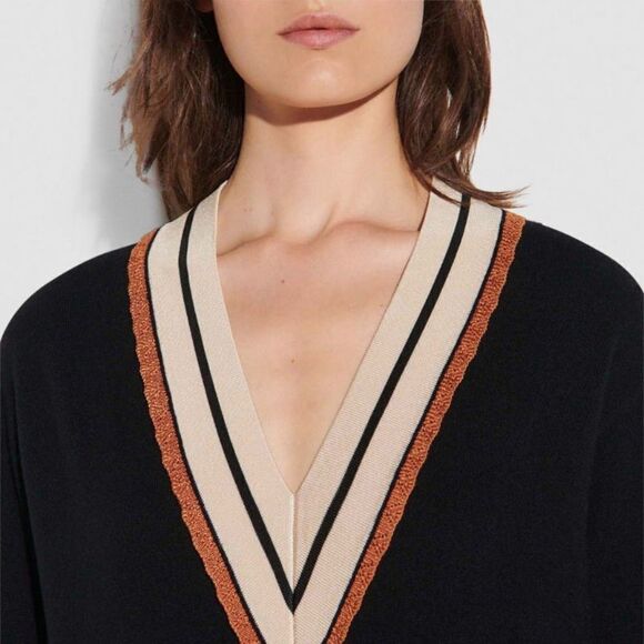 Sandro Colle Wool Cashmere Black Sweater V Neck  Size 2 - Picture 6 of 16